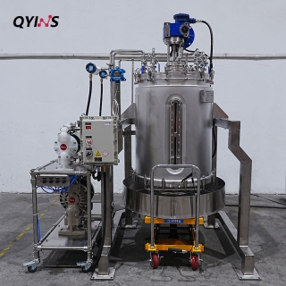 防爆300L不銹鋼固相合成過濾釜固液分離不銹鋼過濾砂芯抽濾速度快（氣動(dòng)泵進(jìn)出料）